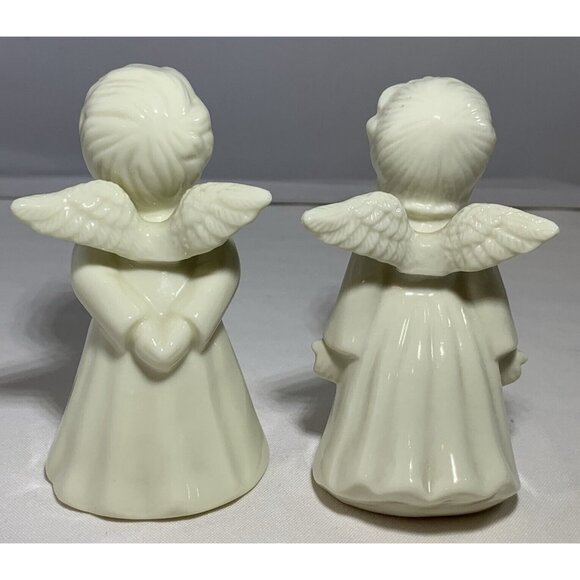 Vintage Kissing Angel Figurines Set Of 2 Porcelain Detailed Wings Graceful 4" - Picture 4 of 9